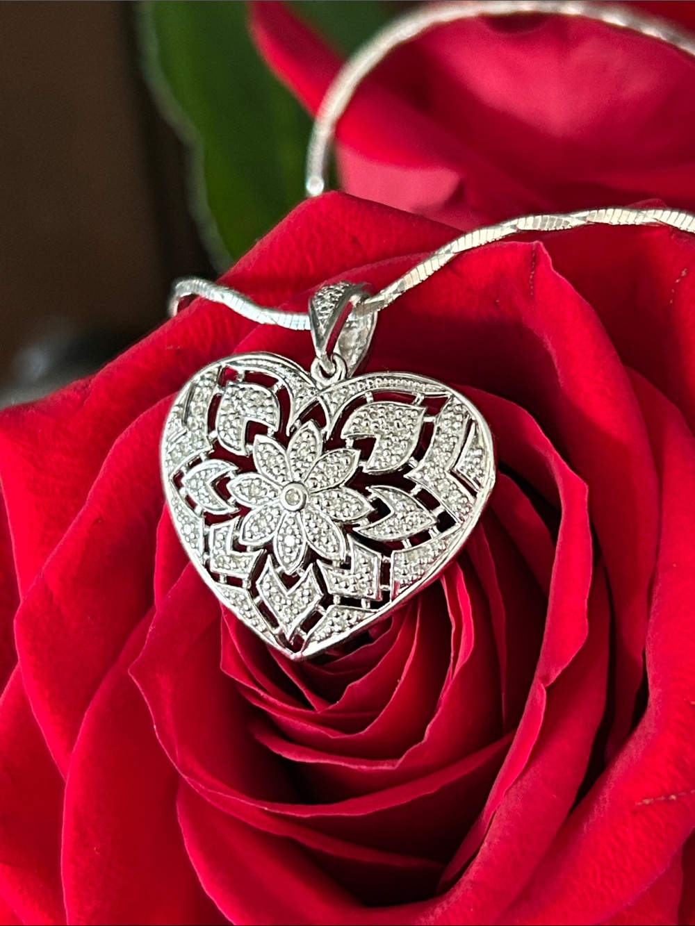 Diamonique Heart Necklace